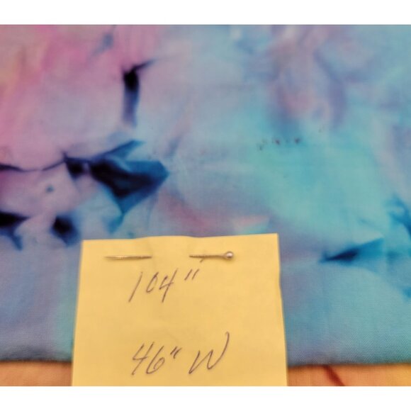 Tie Dyed Cotton Fabric Blue Purple Yellow Green 2.88 Yards x 46 Inches - Picture 2 of 2